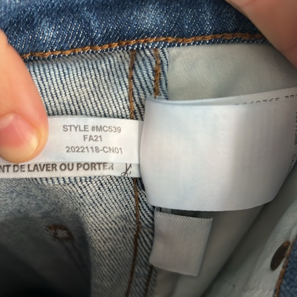 Madewell stovepipe jeans light blue wash denim high-rise straight leg pants 28 - Picture 4 of 5